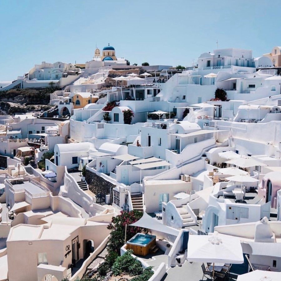 Casas brancas de Santorini, Grécia